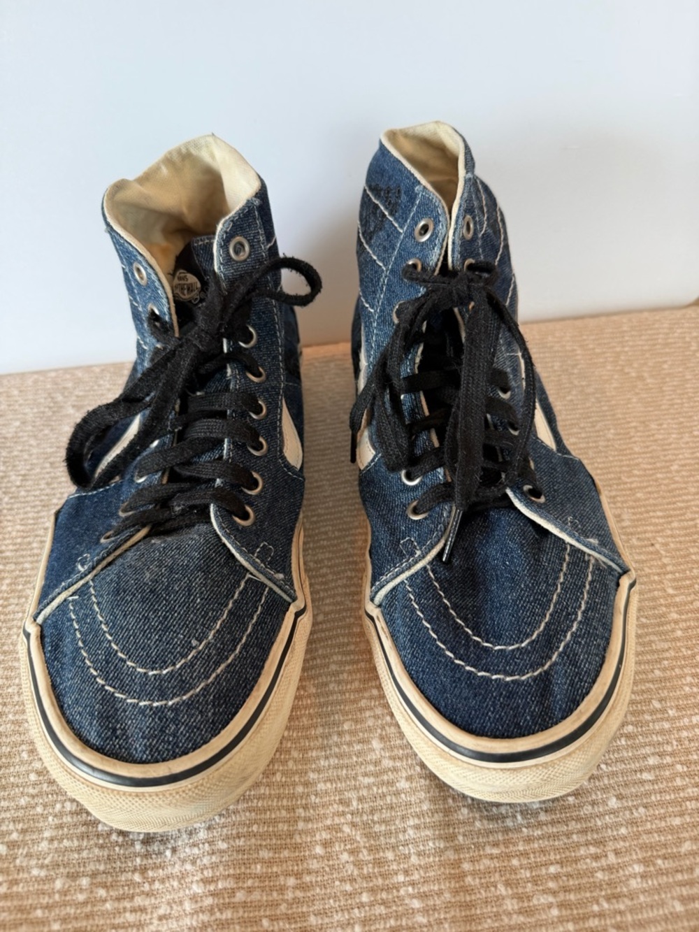 Vans Denim High-Top Sneakers in Blue with Black Accents